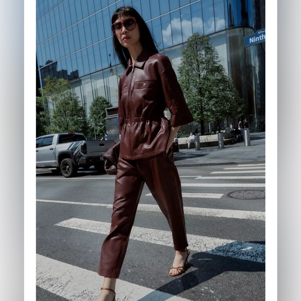 Zara faux leather outfit. Includes both jacket and cropped pants. Nwt large